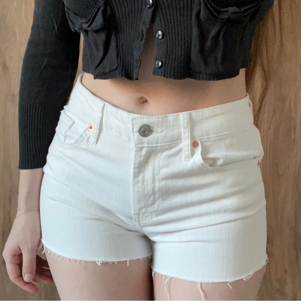 NEW Jessica Simpson White Denim High Waist Cotton Elastane Shorts 27 size 4